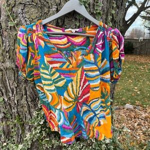 Colorful Leaf Print Women's Top